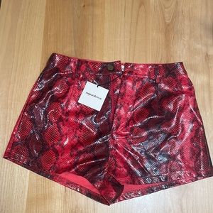 Red Snakeskin Shorts